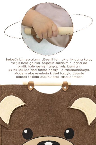 MORDESİGN Morbear Serisi, Keçe Çocuk Oyuncak/Kirli Çamaşır Depolama Sepeti, Çok Amaçlı Saklama Sepeti - 5