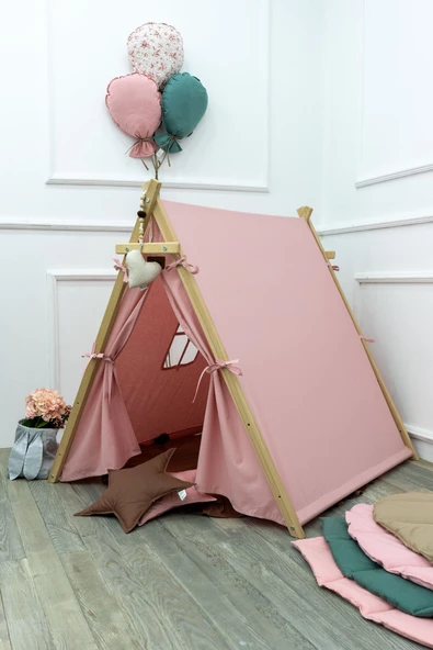 MORDESİGN Çocuk Oyun Çadırı, Kreş/Anaokulu Oyun Alanı, Ahşap Oyun Çadırı, Pencereli Ev Çadır, House Play Tent - 4