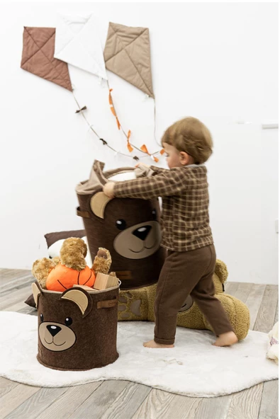 MORDESİGN Saklama Kutusu,Dolap İçi Çamaşır/Oyuncak Düzenleyici, Kirli Sepeti, Morbear Serisi, Büyük Boy - 2