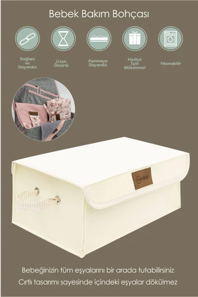 MORDESİGN Saklama Kutusu, Dolap İçi Çamaşır/Oyuncak Düzenleyici, Yenidoğan İçin Kapaklı Keçe Organizer - 2