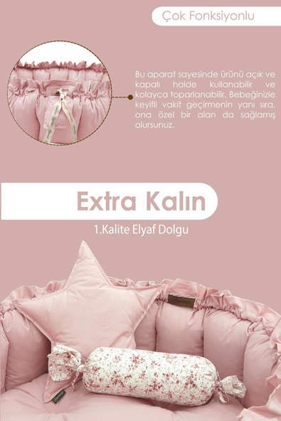MORDESİGN Bebek Yatağı ve Oyun Halısı, Babynest, Yenidoğan Oyun Halısı,  Açılır/Kapanır Yatak, Bloom Serisi - 4