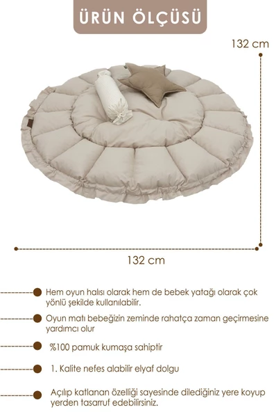 MORDESİGN Bebek Yatağı ve Oyun Halısı, Babynest, Yenidoğan Oyun Halısı,  Açılır/Kapanır Yatak, Bloom Serisi - 3