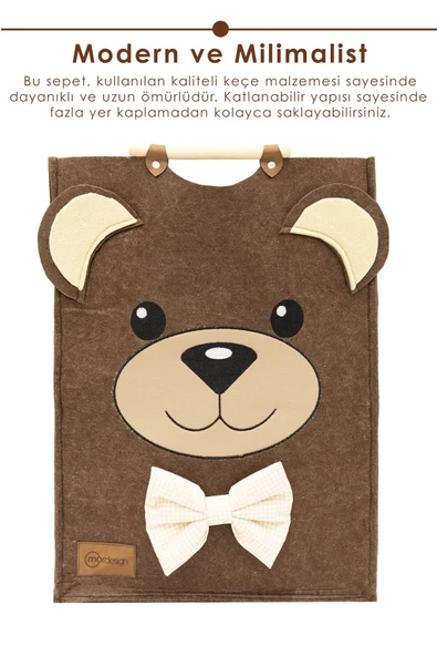 MORDESİGN Morbear Serisi, Keçe Çocuk Oyuncak/Kirli Çamaşır Depolama Sepeti, Çok Amaçlı Saklama Sepeti - 2