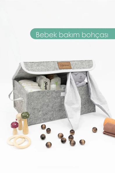 MORDESİGN Saklama Kutusu, Dolap İçi Çamaşır/Oyuncak Düzenleyici, Yenidoğan İçin Kapaklı Keçe Organizer