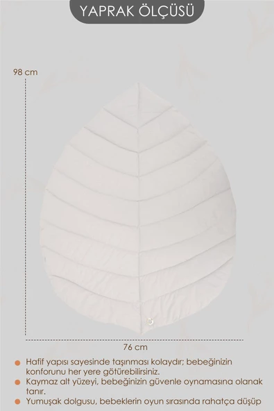 MORDESİGN Bebek Oyun Alanı, Tavşan Bebek Aktivite Matı, Yaprak Tasarım Oyun Matı, Baby Gym Serisi, Gri - 6