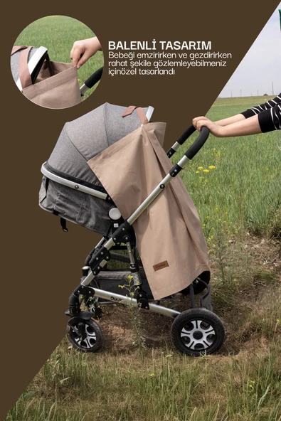 MORDESİGN Çok Amaçlı Bebek Emzirme Örtüsü/Önlüğü; Puset, Bebek arabası örtüsü, Extra Büyük, Morbear Seri - 2