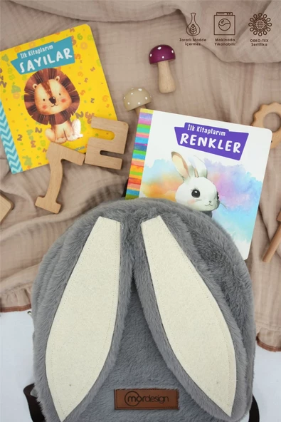 MORDESİGN Sevimli Tavşan Çocuk Sırt Çantası: Kreş/Anasınıfı İçin Peluş Kumaş Çanta, Morbunny Serisi - 4