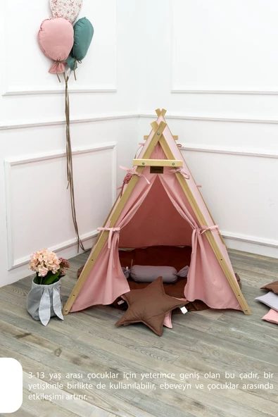 MORDESİGN Çocuk Oyun Çadırı, Kreş/Anaokulu Oyun Alanı, Ahşap Oyun Çadırı, Pencereli Ev Çadır, House Play Tent - 5