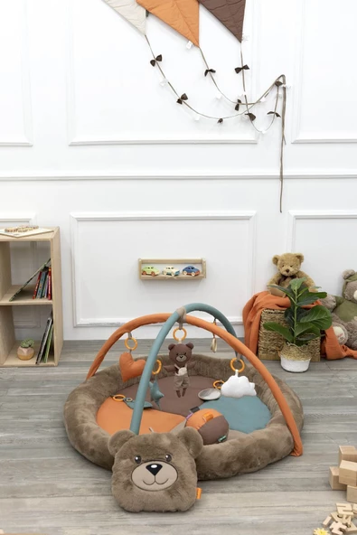 MORDESİGN Bebek Oyun Alanı, Morbear Bebek Aktivite Matı, Yumuşak Oyun Matı, Baby Gym Serisi, Kahverengi - 6