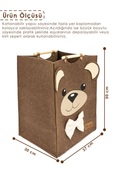 MORDESİGN Morbear Serisi, Keçe Çocuk Oyuncak/Kirli Çamaşır Depolama Sepeti, Çok Amaçlı Saklama Sepeti - 4