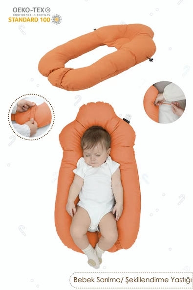 MORDESİGN Moresleep 2'si 1 arada Bebek Sarılma ve Şekillendirme Yastığı, Düz Kafa Yastığı,Pamuklu,Uyku Yastığı