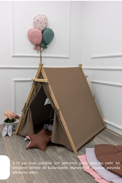 MORDESİGN Çocuk Oyun Çadırı, Kreş/Anaokulu Oyun Alanı, Ahşap Oyun Çadırı, Pencereli Ev Çadır, House Play Tent - 5