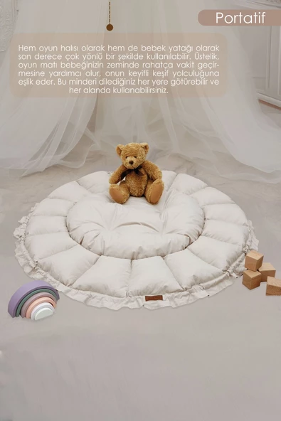 MORDESİGN Bebek Yatağı ve Oyun Halısı, Babynest, Yenidoğan Oyun Halısı,  Açılır/Kapanır Yatak, Bloom Serisi - 6