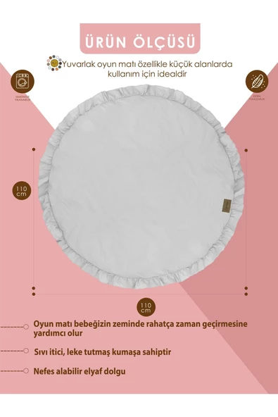 MORDESİGN Bebek/Çocuk Oyun Halısı, Yenidoğan Emekleme Pedi, Aktivite Matı, Çok Amaçlı Minder, Kampçı Serisi - 2