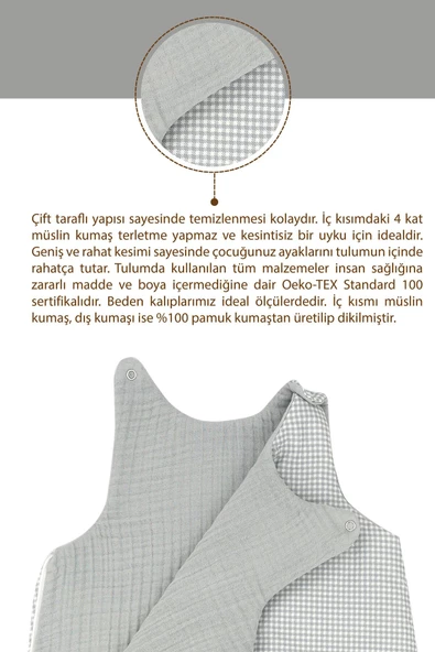 MORDESİGN Bebek Uyku Tulumu, Yenidoğan Müslin Kundak, %100 Pamuk Kumaş, Giyilebilir Battaniye, Sleeper Seri - 4