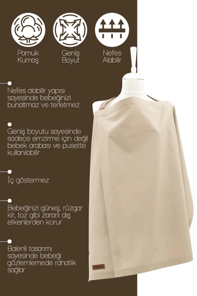 MORDESİGN Çok Amaçlı Bebek Emzirme Örtüsü/Önlüğü; Puset, Bebek arabası örtüsü, Extra Büyük, Morbear Seri - 6