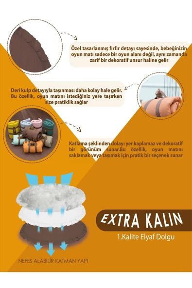 MORDESİGN Bebek/Çocuk Oyun Halısı, Yenidoğan Emekleme Pedi, Aktivite Matı, Çok Amaçlı Minder, Kampçı Serisi - 3