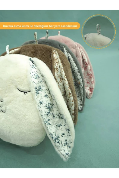 MORDESİGN Peluş Tavşan Yastık, Sevimli Tavşan Nakışlı Kırlent, Peluş Tavşan Oyuncak, Morbunny Seri - 3