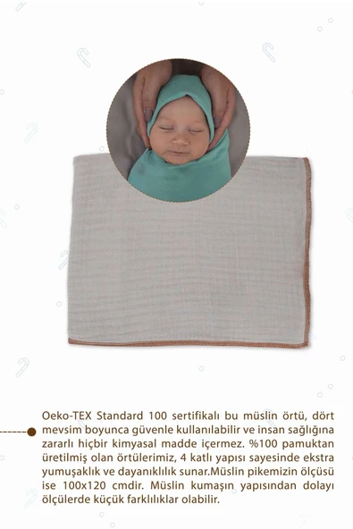 MORDESİGN %100 Pamuk 4 Katlı Müslin Bebek Battaniyesi, 100x120 cm Müslin Örtü, Yenidoğan Kundak, Soft Seri - 2