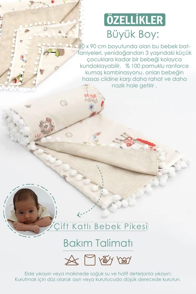 MORDESİGN Ortopedik Puset Minder, Çarşaf, Örtü, Pike Ve Anne Yanı Babynest Yatak 6'lı Set, Animal Serisi - 6