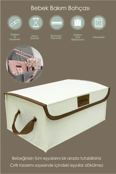 MORDESİGN Saklama Kutusu, Dolap İçi Çamaşır/Oyuncak Düzenleyici, Yenidoğan İçin Kapaklı Keçe Organizer - 2