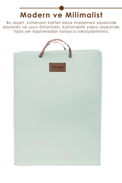 MORDESİGN Keçe Çocuk Oyuncak/Kirli Çamaşır Depolama Sepeti, Çok Amaçlı Saklama Sepeti, Kırık Beyaz - 4