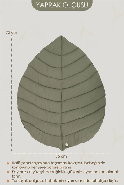 MORDESİGN Bebek Oyun Alanı,Ayı Bebek Aktivite Matı,Yaprak Oyun Matı, Bebek Egzersiz Set,Baby Gym Seri, Haki - 3