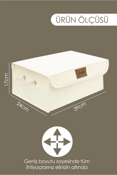 MORDESİGN Saklama Kutusu, Dolap İçi Çamaşır/Oyuncak Düzenleyici, Yenidoğan İçin Kapaklı Keçe Organizer - 5