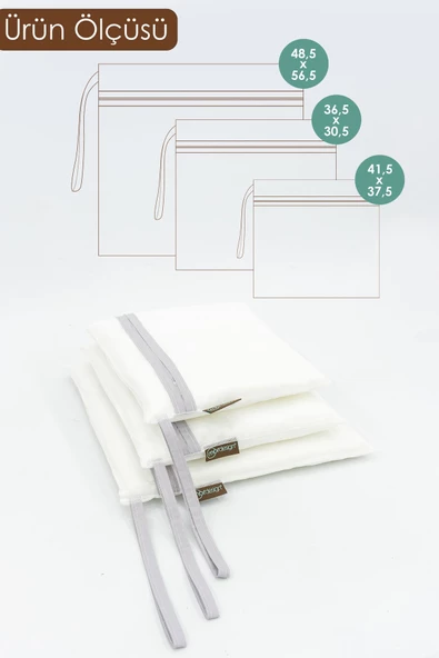 MORDESİGN 3'lü Çamaşır Yıkama Filesi, Kirli/Temiz Bebek Kıyafet Torbası, Kirli Sepeti, Dhobis Seri, Gri - 3