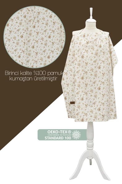 MORDESİGN Çok Amaçlı Bebek Emzirme Örtüsü/Önlüğü; Puset, Bebek arabası örtüsü, Extra Büyük, Çıtır Seri, Kahve - 2