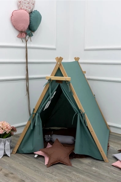 MORDESİGN Çocuk Oyun Çadırı, Kreş/Anaokulu Oyun Alanı, Ahşap Oyun Çadırı, Pencereli Ev Çadır, House Play Tent - 6