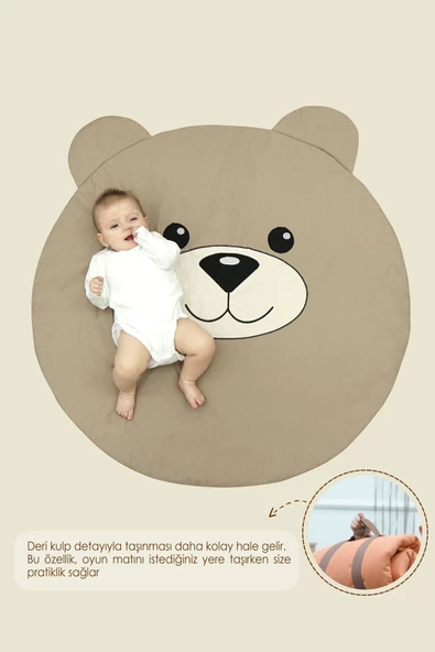 MORDESİGN Bebek/Çocuk Oyun Halısı, Yenidoğan Emekleme Pedi, Aktivite Oyun Matı, Morbear Serisi, Kapiçino - 4