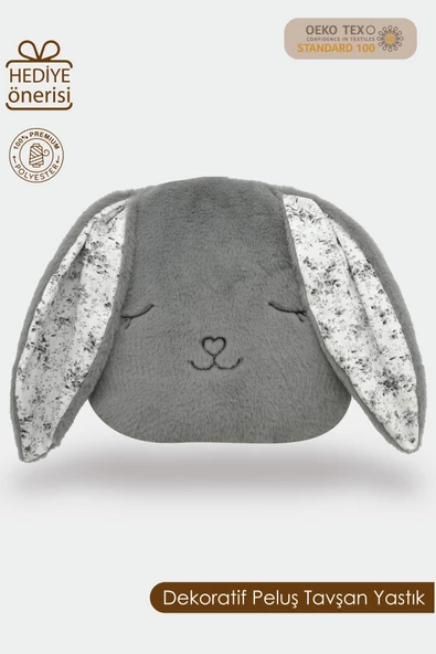 MORDESİGN Peluş Tavşan Yastık, Sevimli Tavşan Nakışlı Kırlent, Peluş Tavşan Oyuncak, Morbunny Seri