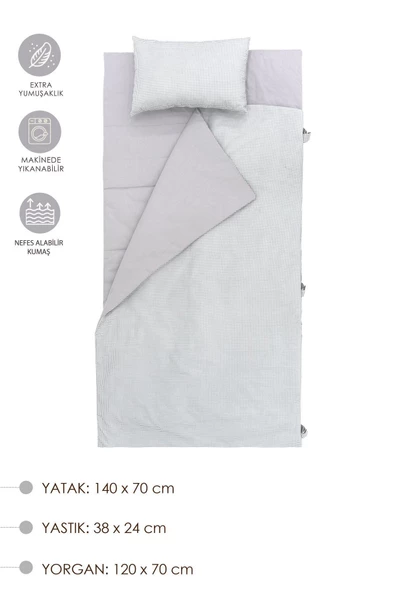 MORDESİGN Çocuk için Taşınabilir Yatak Seti, Kreş Yatak Seti, Kanvas Çantalı Yatak Set, Travel Serisi - 2