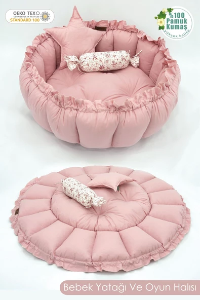 MORDESİGN Bebek Yatağı ve Oyun Halısı, Babynest, Yenidoğan Oyun Halısı,  Açılır/Kapanır Yatak, Bloom Serisi