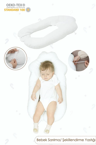 MORDESİGN Moresleep 2'si 1 arada Bebek Sarılma ve Şekillendirme Yastığı, Düz Kafa Yastığı,Pamuklu,Uyku Yastığı