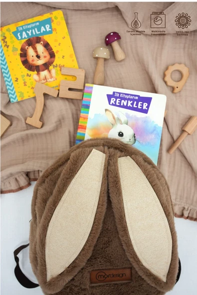 MORDESİGN Sevimli Tavşan Çocuk Sırt Çantası: Kreş/Anasınıfı İçin Peluş Kumaş Çanta, Morbunny Serisi - 3