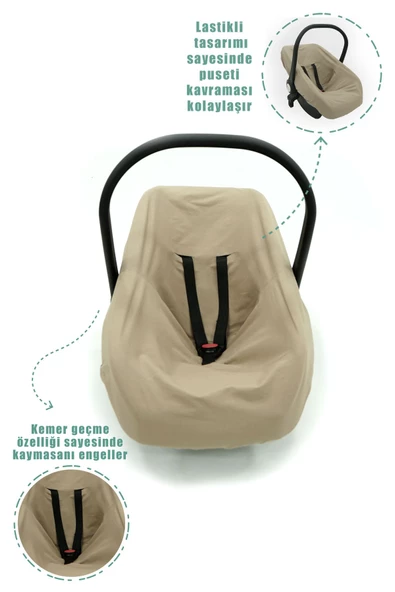 MORDESİGN Ortopedik Bel Destekli Bebek Puset Minderi, Örtü Ve Çarşaf 3'lü Set, Morremix Serisi, Kapiçino - 4