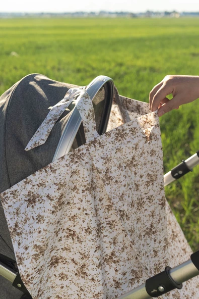 MORDESİGN Çok Amaçlı Bebek Emzirme Örtüsü/Önlüğü; Puset, Bebek arabası örtüsü, Extra Büyük, Çıtır Seri, Kahve - 6