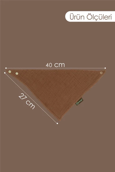 MORDESİGN (2 adet) %100 Organik Pamuk Müslin Kumaş Bebek Fular, Ayarlanabilir İki Çıtçıtlı Bebek Önlük, Kahve - 4