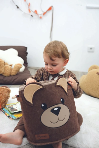 MORDESİGN Saklama Kutusu, Dolap Içi Çamaşır/oyuncak Düzenleyici, Kirli Sepeti, Morbear Serisi, Kapiçino - 4