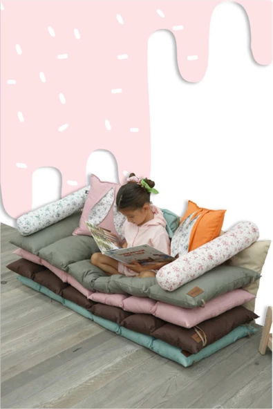 MORDESİGN Montessori Çocuk Oyun Minderi,Katlanabilir Yer Minderi,Anaokul/Kreş Minderi,Uyku Matı, Mattress Seri - 6