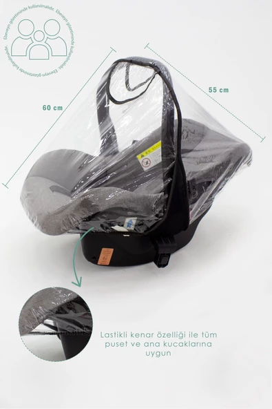 MORDESİGN Bebek Puset/ana Kucağı Yağmurluğu, Lastikli Tasarım, Suya Dayanıklı, Rüzgar Geçirmez - 5