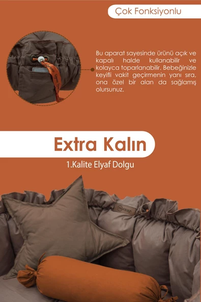 MORDESİGN Bebek Yatağı ve Oyun Halısı, Babynest, Yenidoğan Oyun Halısı,  Açılır/Kapanır Yatak, Bloom Serisi - 3