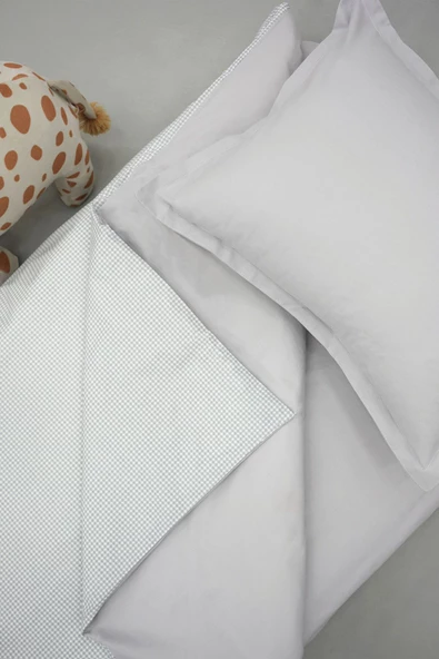 MORDESİGN Bebek Nevresim Seti, %100 Pamuk Kumaş Çift Taraflı, Çocuk Nevresim Takımı, Gingham Serisi - 4