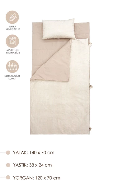 MORDESİGN Çocuk için Taşınabilir Yatak Seti, Kreş Yatak Seti, Kanvas Çantalı Yatak Set, Travel Serisi - 6