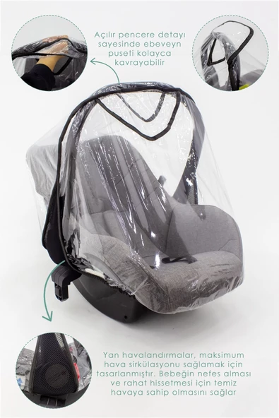 MORDESİGN Bebek Puset/ana Kucağı Yağmurluğu, Lastikli Tasarım, Suya Dayanıklı, Rüzgar Geçirmez - 3