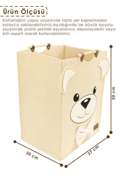 MORDESİGN Morbear Serisi, Keçe Çocuk Oyuncak/Kirli Çamaşır Depolama Sepeti, Çok Amaçlı Saklama Sepeti - 4