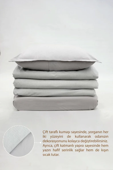 MORDESİGN Bebek Nevresim Seti, %100 Pamuk Kumaş Çift Taraflı, Çocuk Nevresim Takımı, Gingham Serisi - 2