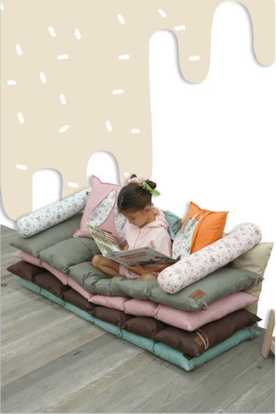 MORDESİGN Montessori Çocuk Oyun Minderi,Katlanabilir Yer Minderi,Anaokul/Kreş Minderi,Uyku Matı, Mattress Seri - 6